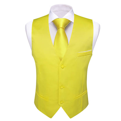 Yellow Silk Suit Vest Set vest set    - Sophisticated Gentlemen