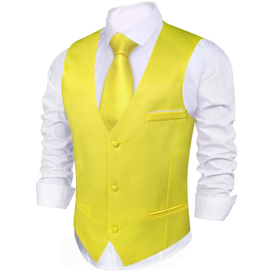 Yellow Silk Suit Vest Set vest set    - Sophisticated Gentlemen