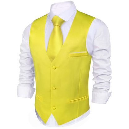 Yellow Silk Suit Vest Set vest set    - Sophisticated Gentlemen