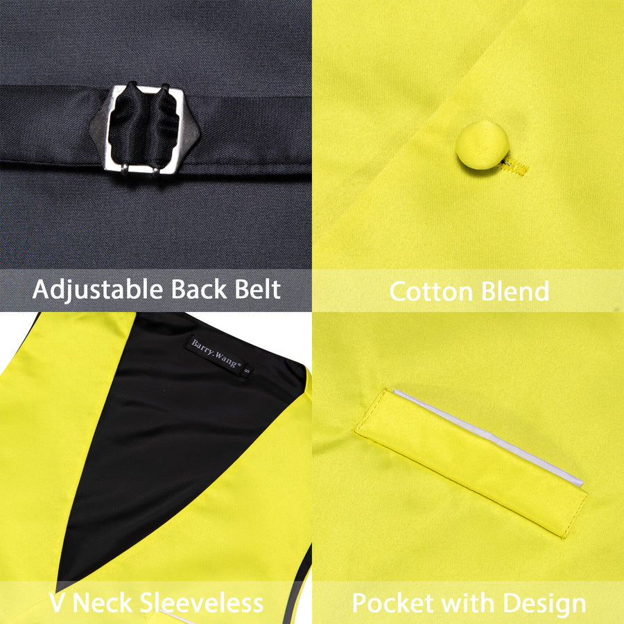 Yellow Silk Suit Vest Set vest set    - Sophisticated Gentlemen