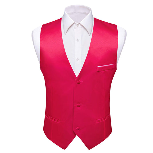 Carmine Red Silk Suit Vest Set vest set S (Chest 40")   - Sophisticated Gentlemen