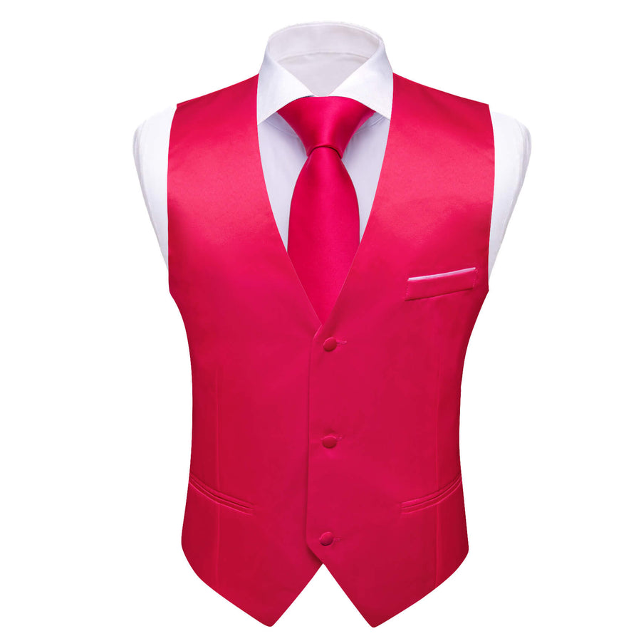 Carmine Red Silk Suit Vest Set vest set    - Sophisticated Gentlemen
