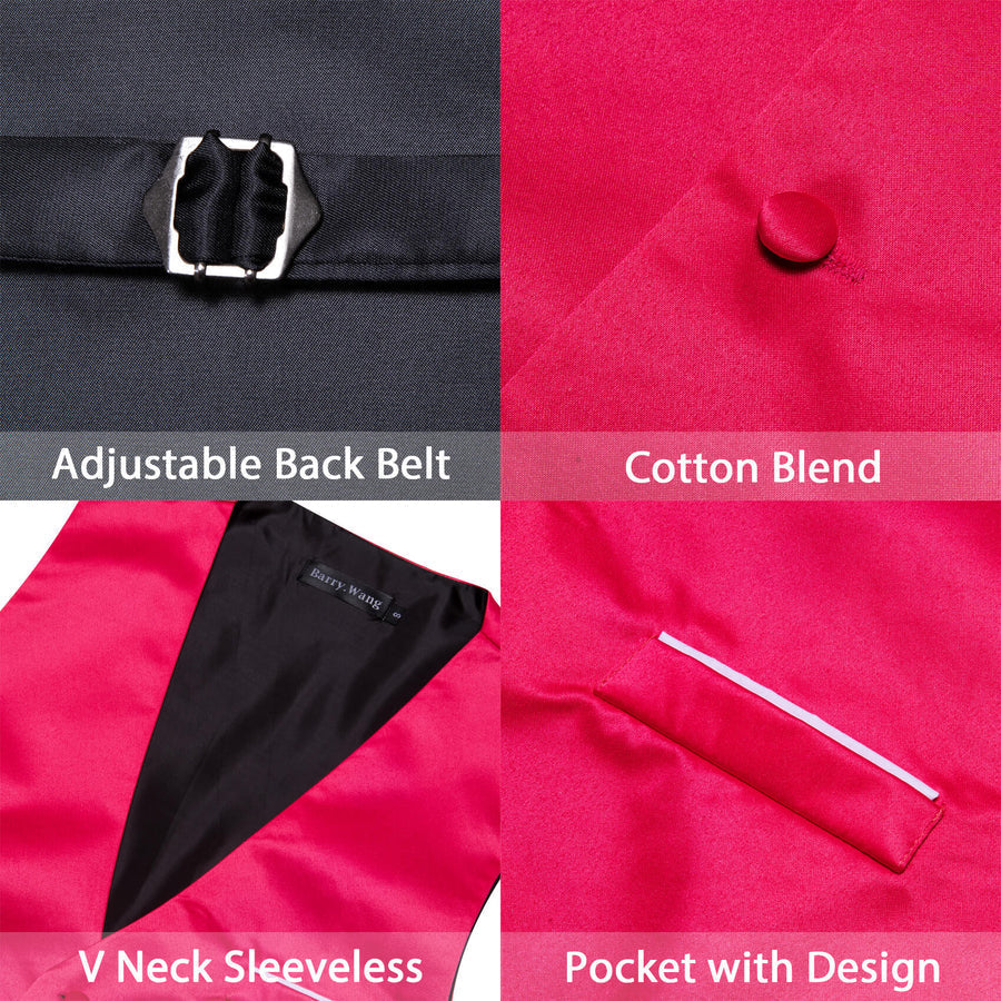 Carmine Red Silk Suit Vest Set vest set    - Sophisticated Gentlemen