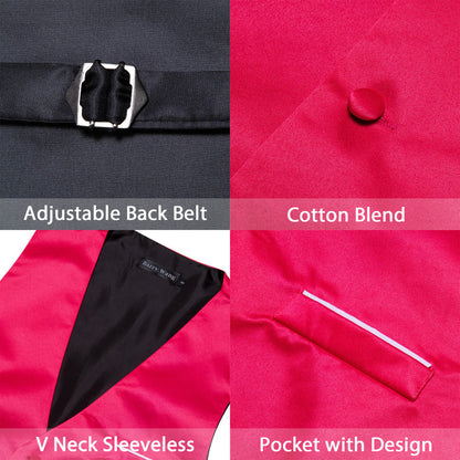 Carmine Red Silk Suit Vest Set vest set    - Sophisticated Gentlemen