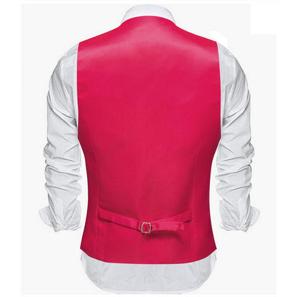 Carmine Red Silk Suit Vest Set vest set    - Sophisticated Gentlemen