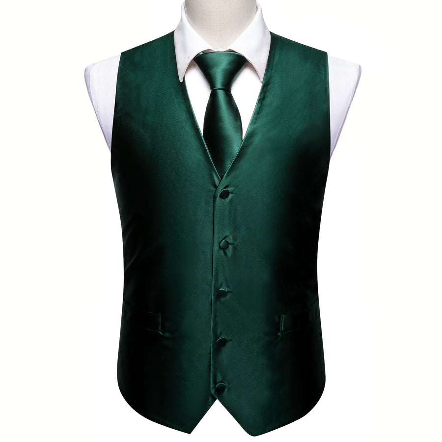 Emerald Green Jacquard Silk Vest Set vest set    - Sophisticated Gentlemen