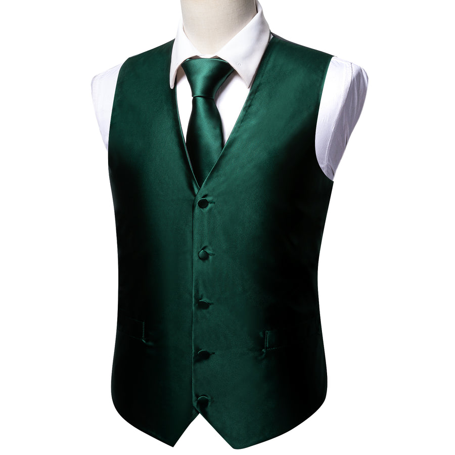 Emerald Green Jacquard Silk Vest Set vest set    - Sophisticated Gentlemen