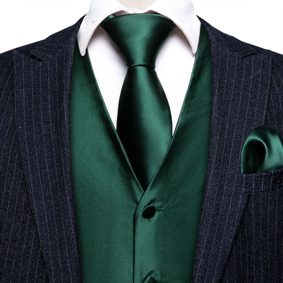 Emerald Green Jacquard Silk Vest Set vest set    - Sophisticated Gentlemen