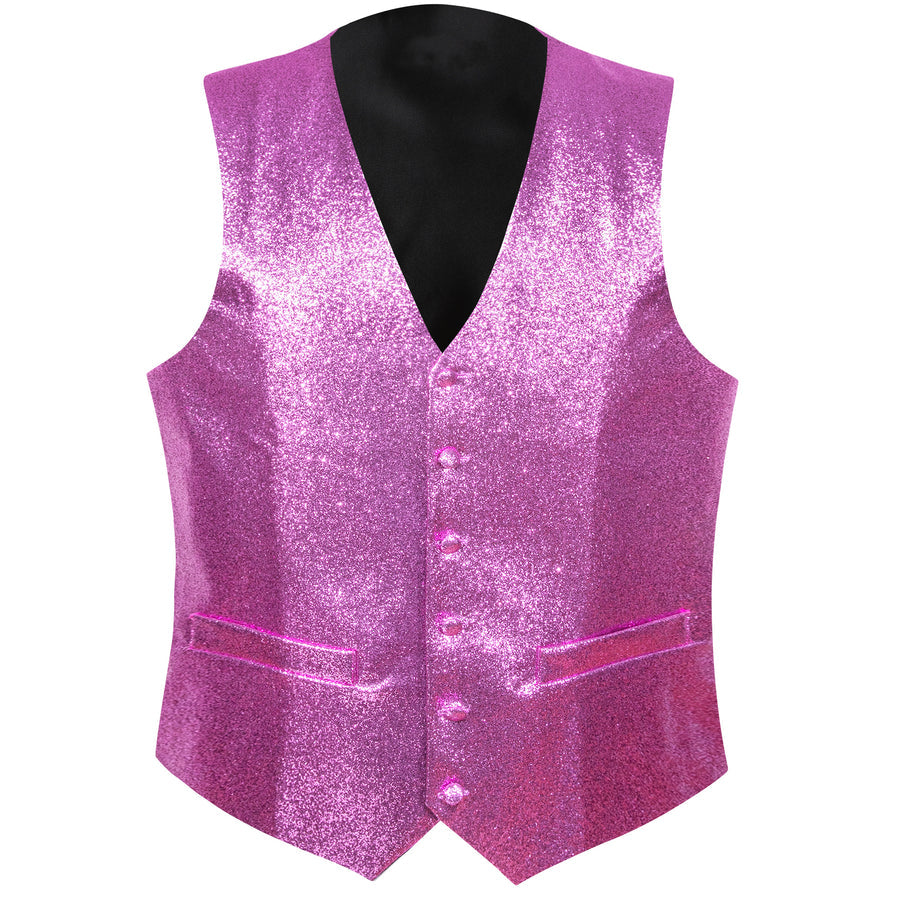 Shining Light Purple Glitter Solid Jacquard Silk Men's Bowtie Vest Set vest set    - Sophisticated Gentlemen