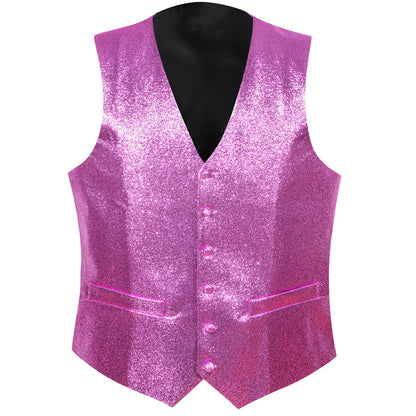Shining Light Purple Glitter Solid Jacquard Silk Men's Bowtie Vest Set vest set    - Sophisticated Gentlemen