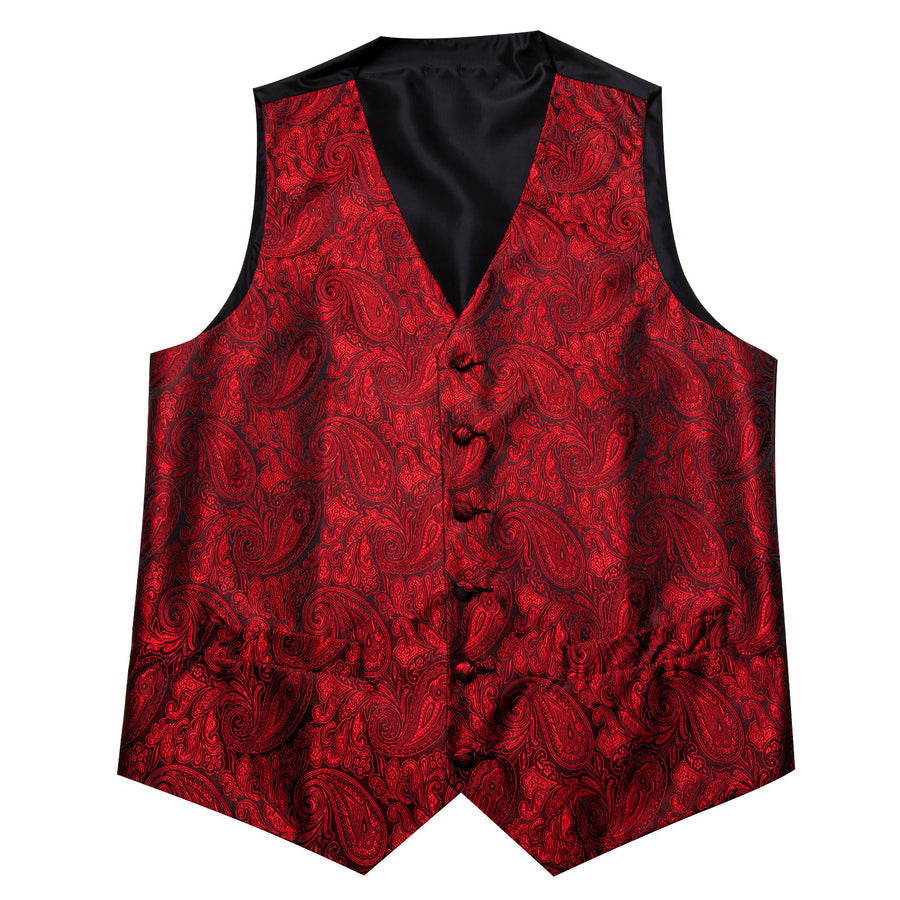 Red Paisley Silk Vest Set vest set    - Sophisticated Gentlemen