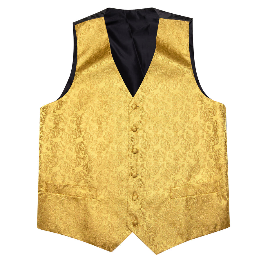 Yellow Paisley Silk Vest Set vest set    - Sophisticated Gentlemen