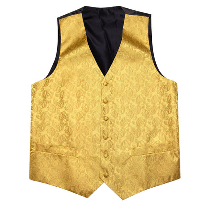 Yellow Paisley Silk Vest Set vest set    - Sophisticated Gentlemen