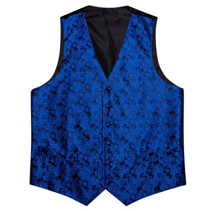 Klein Blue Paisley Silk Men's Vest Set vest set    - Sophisticated Gentlemen