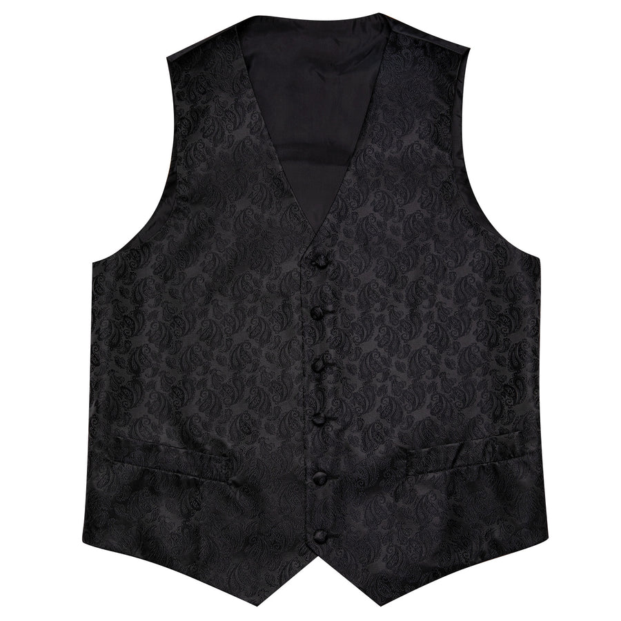 Black Paisley Silk Vest Set vest set    - Sophisticated Gentlemen