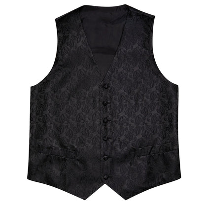 Black Paisley Silk Vest Set vest set    - Sophisticated Gentlemen