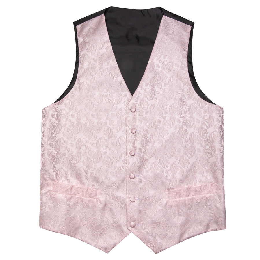 Light Pink Paisley Silk Men's Vest Set vest set    - Sophisticated Gentlemen