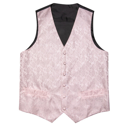 Light Pink Paisley Silk Men's Vest Set vest set    - Sophisticated Gentlemen