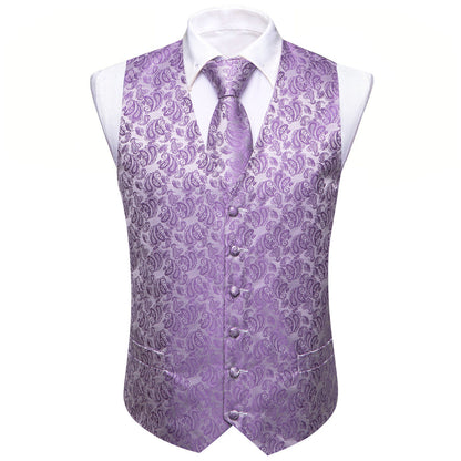 Purple Paisley Silk Vest Set vest set    - Sophisticated Gentlemen