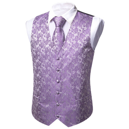 Purple Paisley Silk Vest Set vest set    - Sophisticated Gentlemen