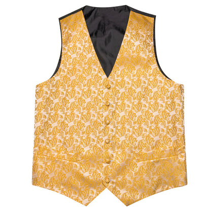 Honey Orange Paisley Silk Men's Vest Set vest set    - Sophisticated Gentlemen