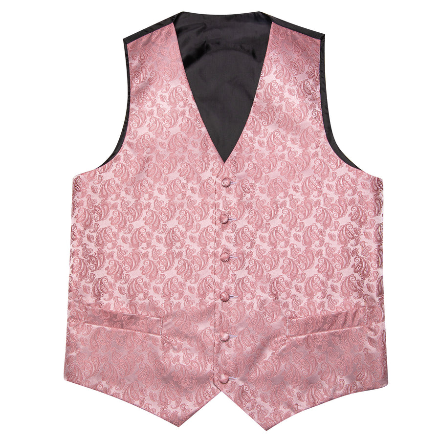 Pink Paisley Silk Men's Vest Set vest set    - Sophisticated Gentlemen