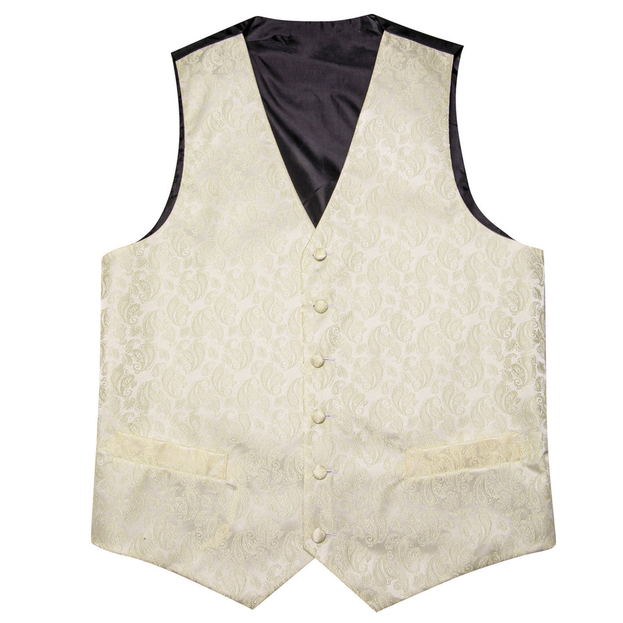 Ivory Paisley Silk Vest Set vest set    - Sophisticated Gentlemen