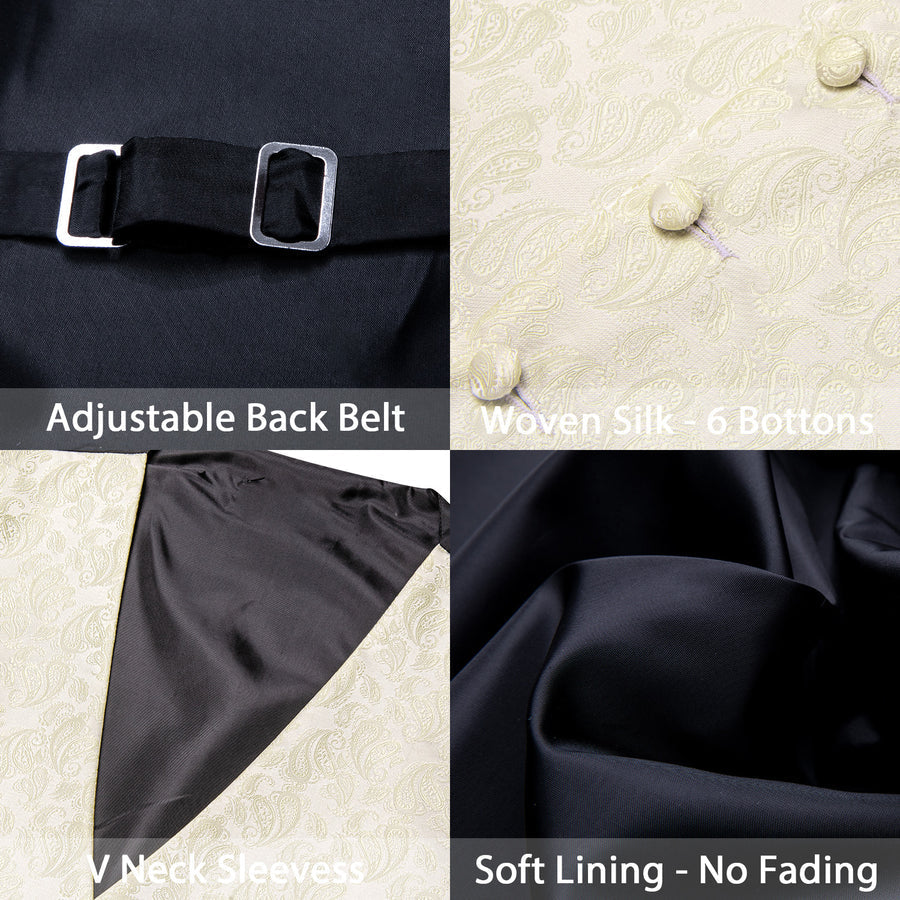 Ivory Paisley Silk Vest Set vest set    - Sophisticated Gentlemen