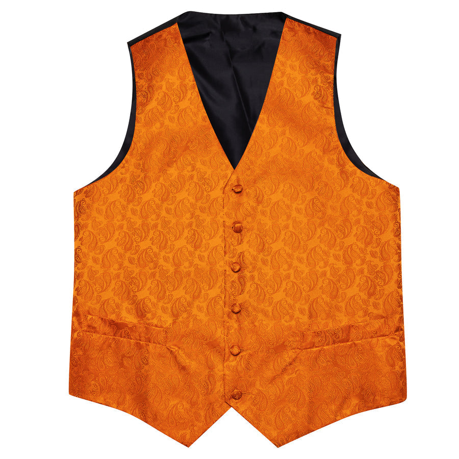 Burnt Orange Paisley Silk Vest Set vest set    - Sophisticated Gentlemen