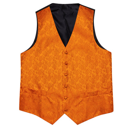 Burnt Orange Paisley Silk Vest Set vest set    - Sophisticated Gentlemen