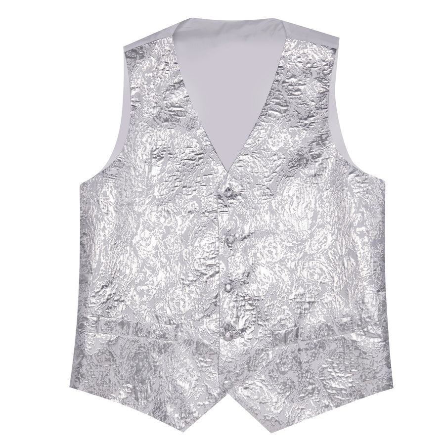 Silver Novelty Jacquard Silk Vest Set vest set    - Sophisticated Gentlemen