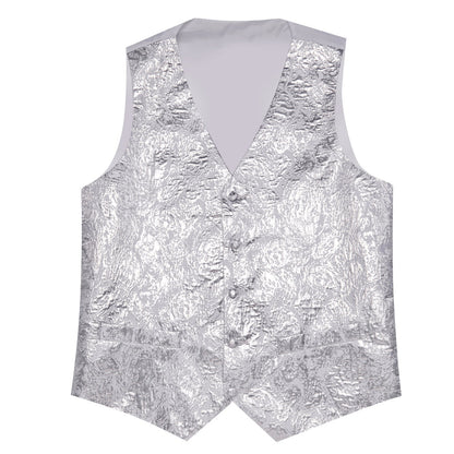 Silver Novelty Jacquard Silk Vest Set vest set    - Sophisticated Gentlemen