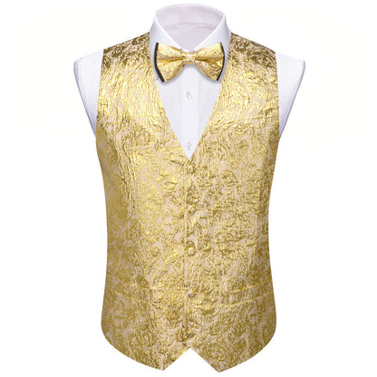 Gold Novelty Jacquard Silk Vest Set vest set    - Sophisticated Gentlemen
