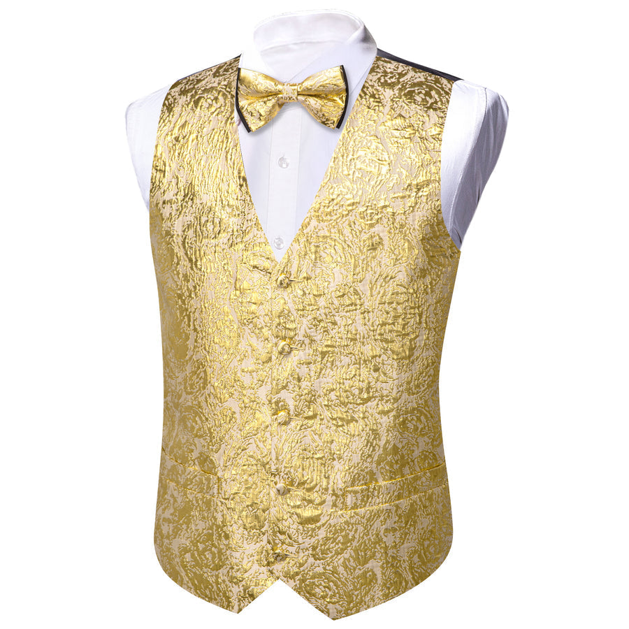 Gold Novelty Jacquard Silk Vest Set vest set    - Sophisticated Gentlemen