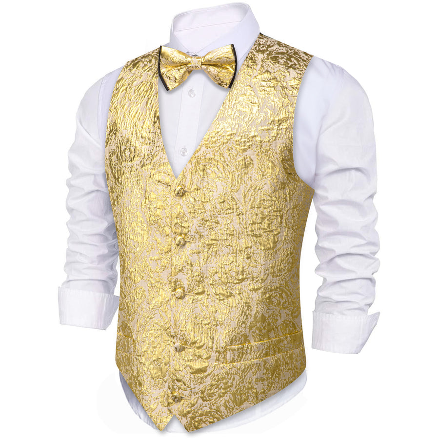 Gold Novelty Jacquard Silk Vest Set vest set    - Sophisticated Gentlemen