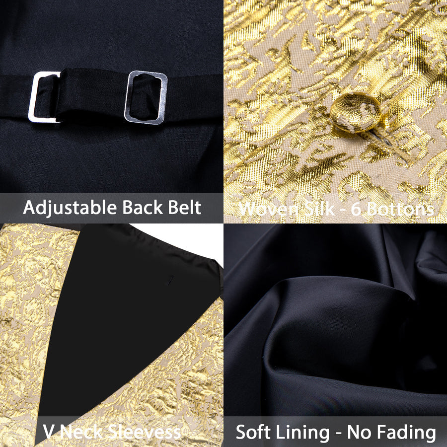 Gold Novelty Jacquard Silk Vest Set vest set    - Sophisticated Gentlemen