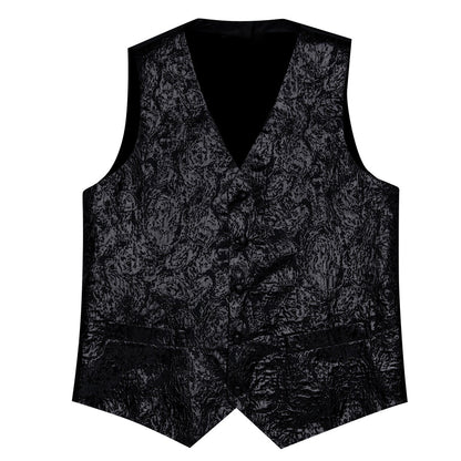 Black Novelty Jacquard Silk Men's Bowtie Vest Set vest set    - Sophisticated Gentlemen
