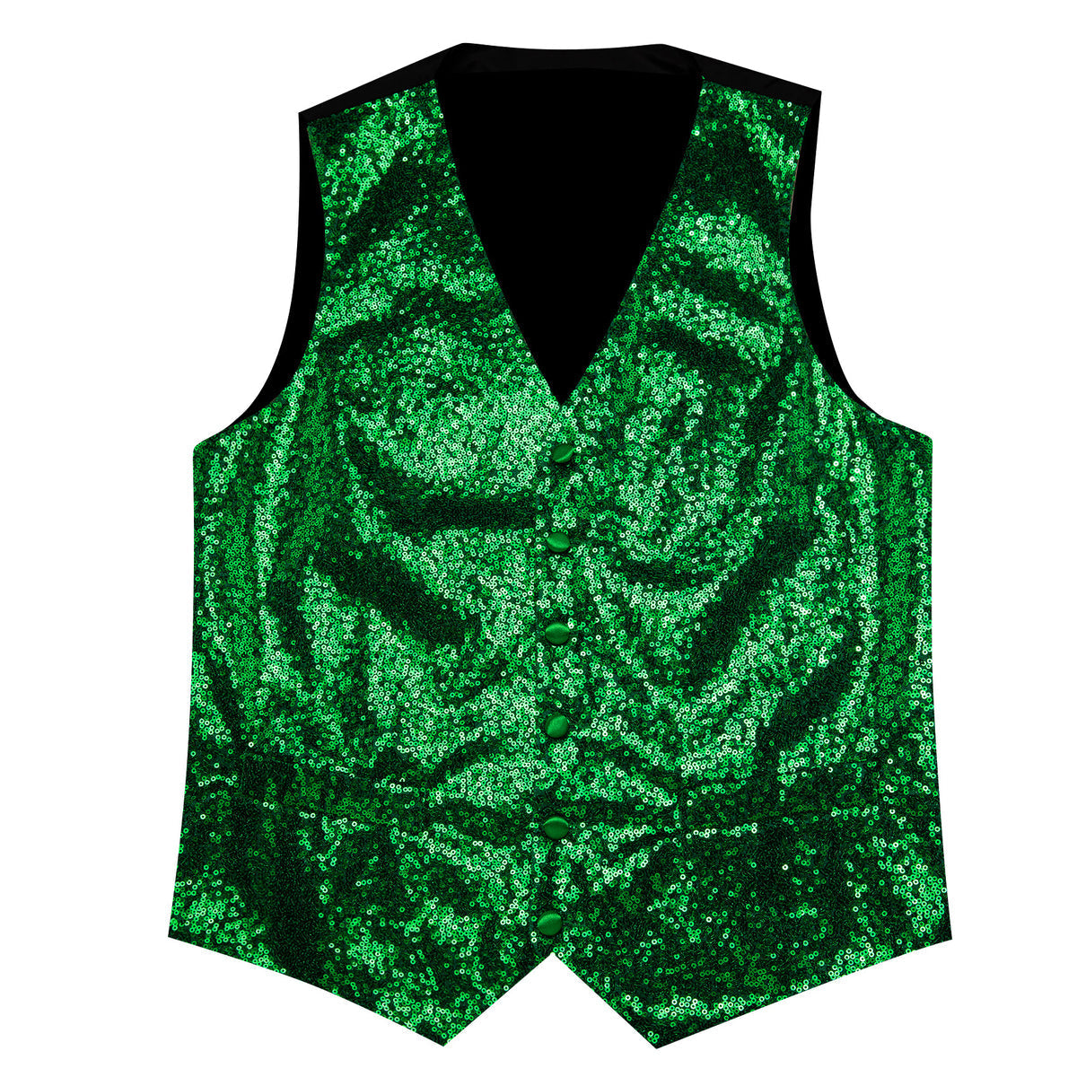 Green Sequins Silk Vest Set vest set    - Sophisticated Gentlemen