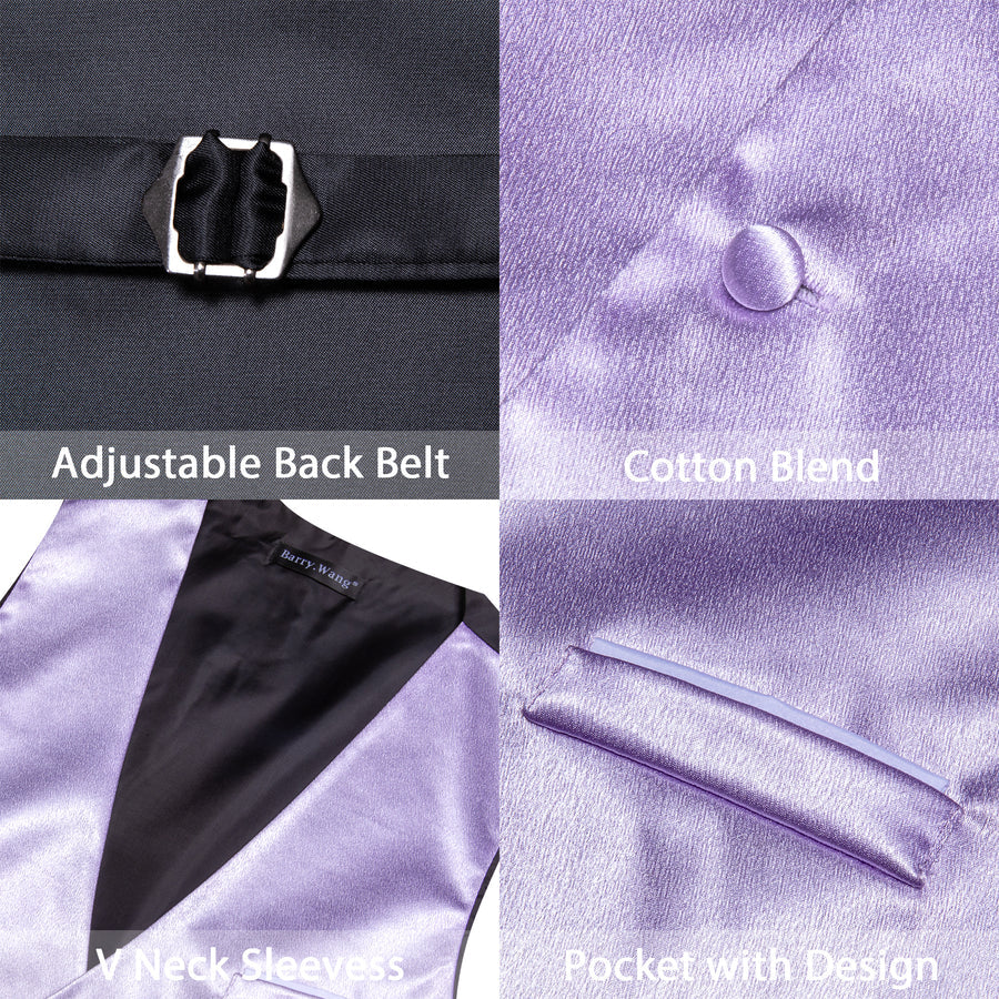 Purple Solid Jacquard Silk Men's Bowtie Vest Set vest set    - Sophisticated Gentlemen