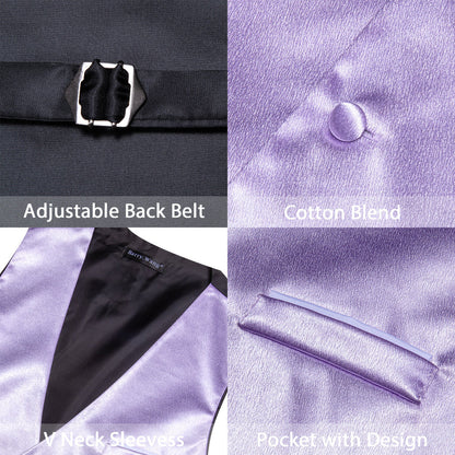 Purple Solid Jacquard Silk Men's Bowtie Vest Set vest set    - Sophisticated Gentlemen