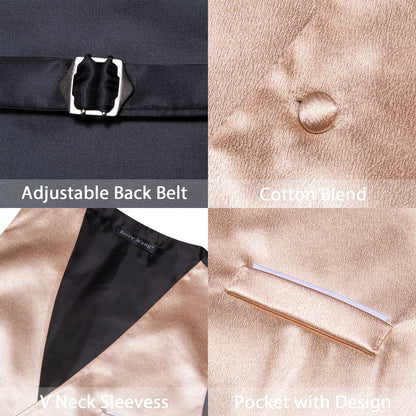 Light Salmon Solid Jacquard Silk Men's Vest Set vest set    - Sophisticated Gentlemen