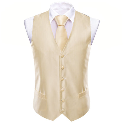 Linen White Striped Silk Men's Vest Set vest set    - Sophisticated Gentlemen