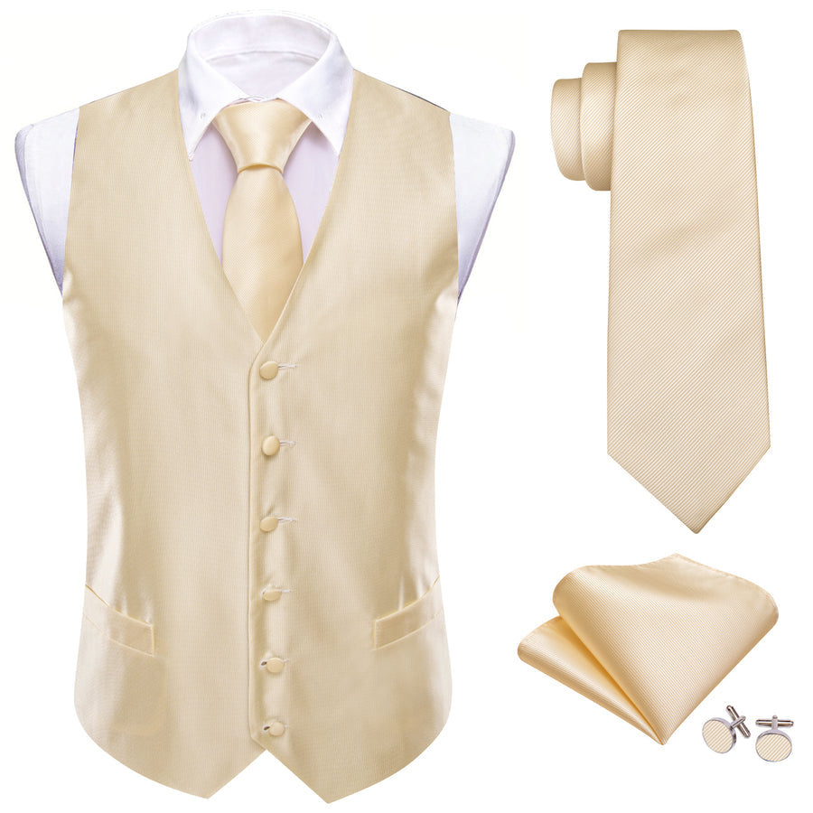 Linen White Striped Silk Men's Vest Set vest set    - Sophisticated Gentlemen