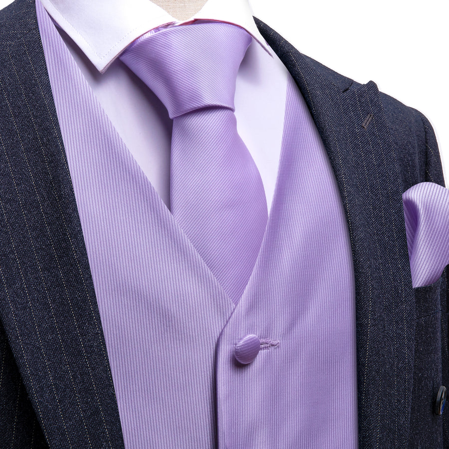 Light Purple Silk Vest Set vest set S (Chest 40")   - Sophisticated Gentlemen