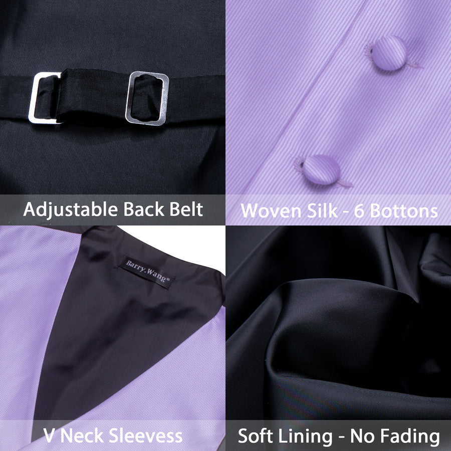 Light Purple Silk Vest Set vest set    - Sophisticated Gentlemen
