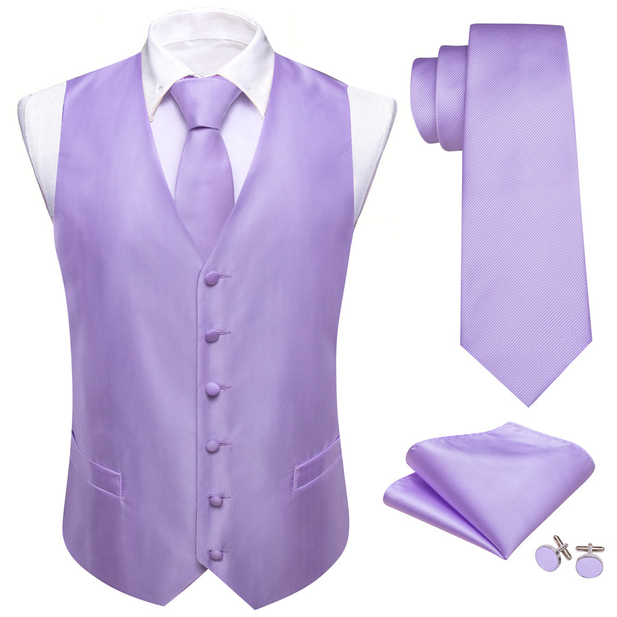 Light Purple Silk Vest Set vest set    - Sophisticated Gentlemen
