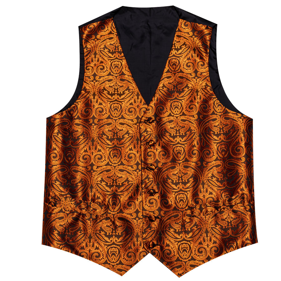 Black Gold Paisley Silk Luxury Men's Vest Set vest set    - Sophisticated Gentlemen