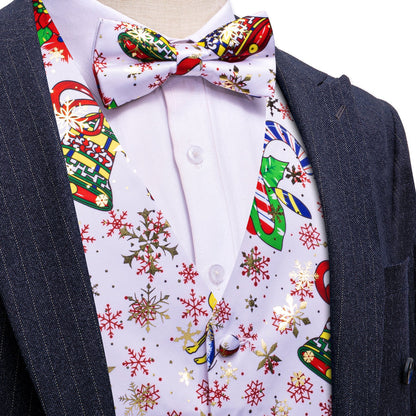White Green Christmas Bowtie Vest Set vest set S (Chest 40")   - Sophisticated Gentlemen