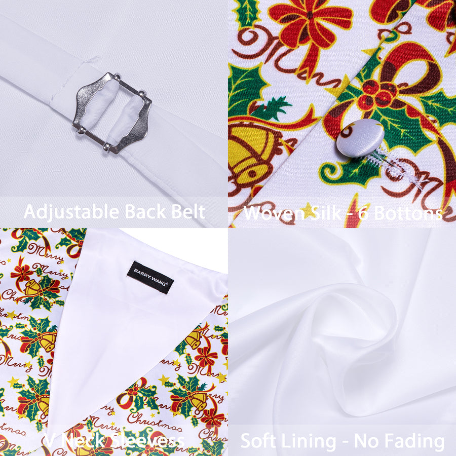White Green Mistletoe Christmas Bowtie Vest Set vest set    - Sophisticated Gentlemen