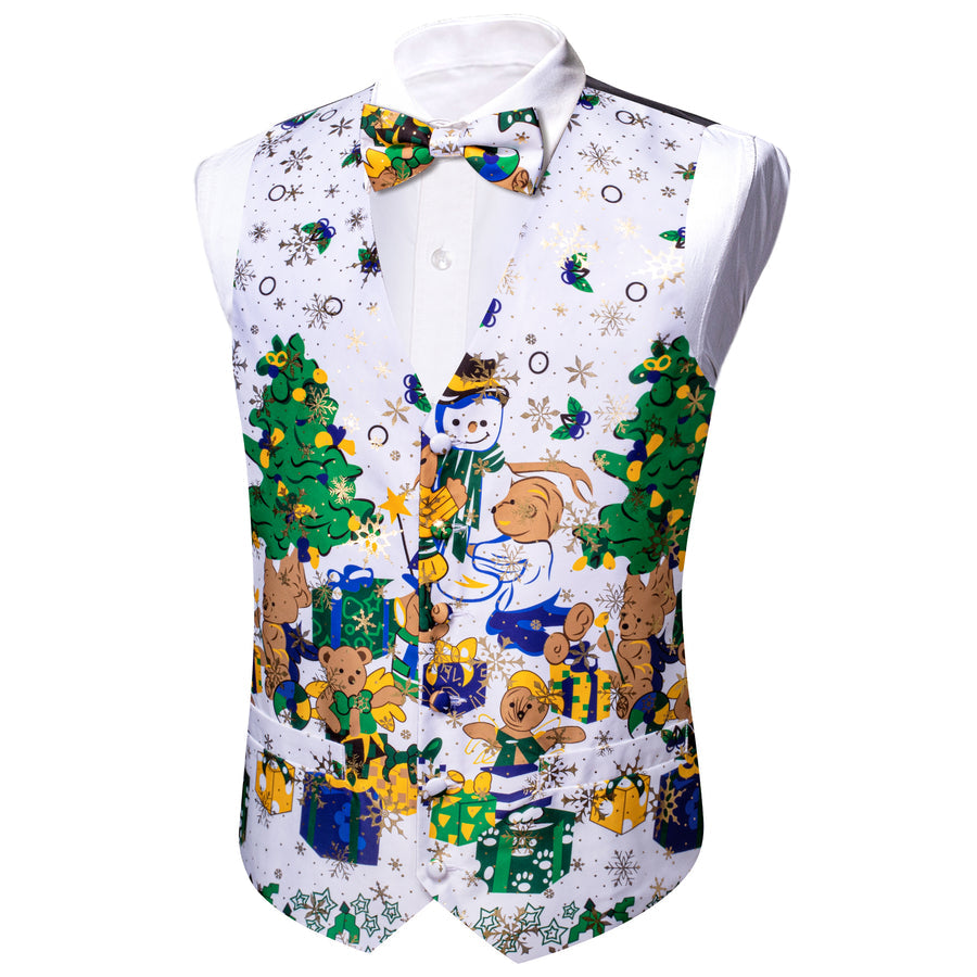 White Green Christmas Tree Bowtie Vest Set vest set    - Sophisticated Gentlemen